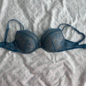 Victoria's Secret Blue Lace Bra with Satin Sheen